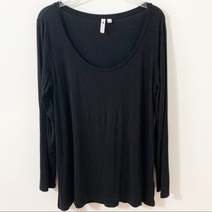 Cable and Gauge Scoop Neck Long Sleeve Black🖤 Knit Top Straight Hem Size Medium